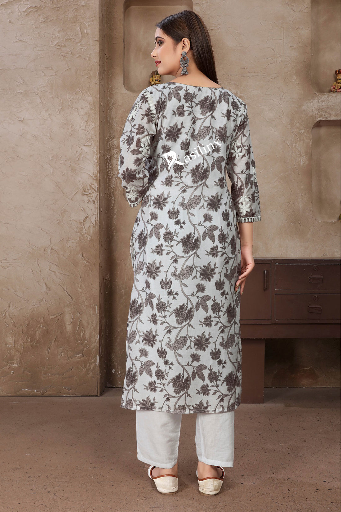RASIKA Vol-1 – Graceful Chikankari Kurti Pant Set Grey