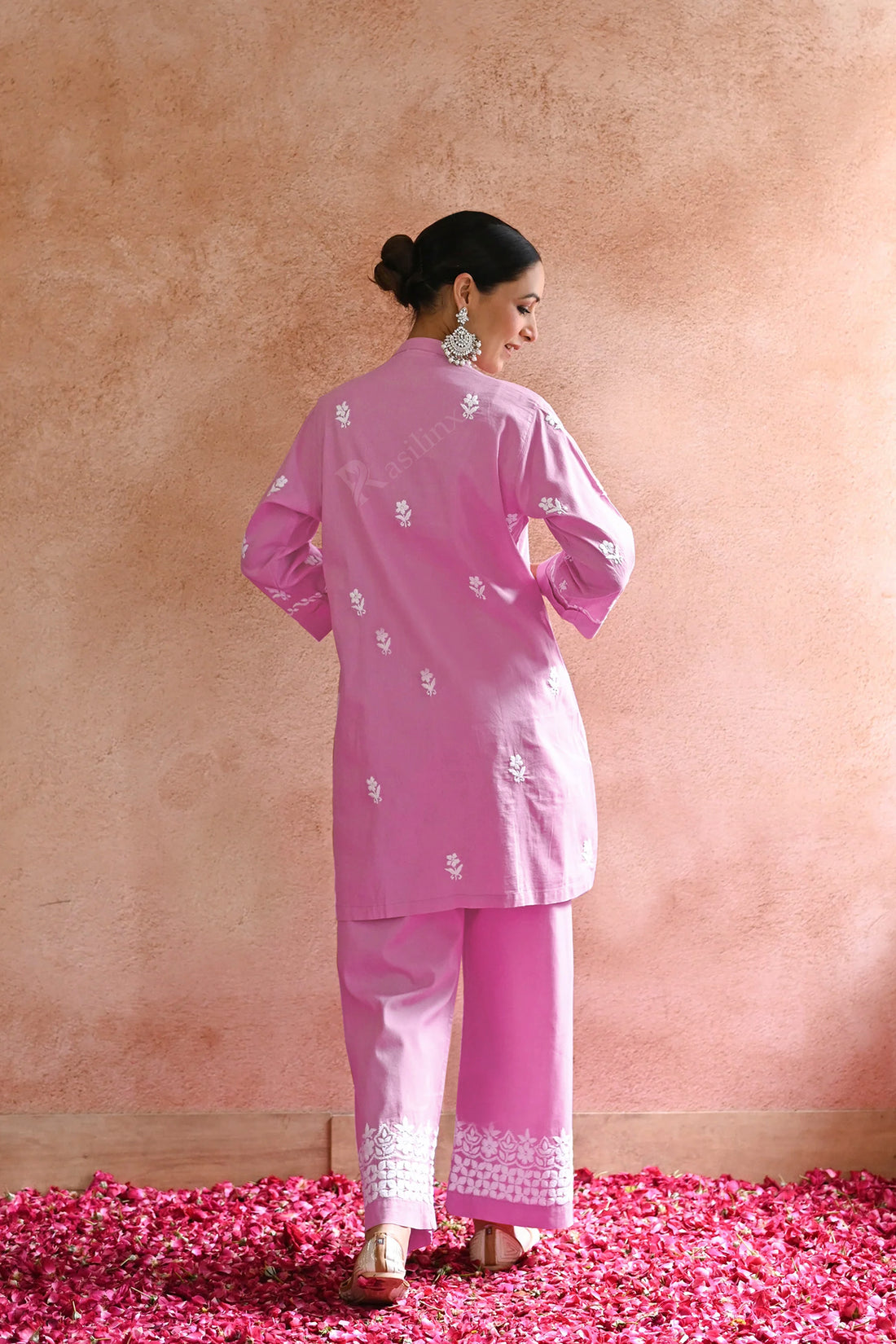 Rozi Embroidered Rayon Co-ord Set-Pink