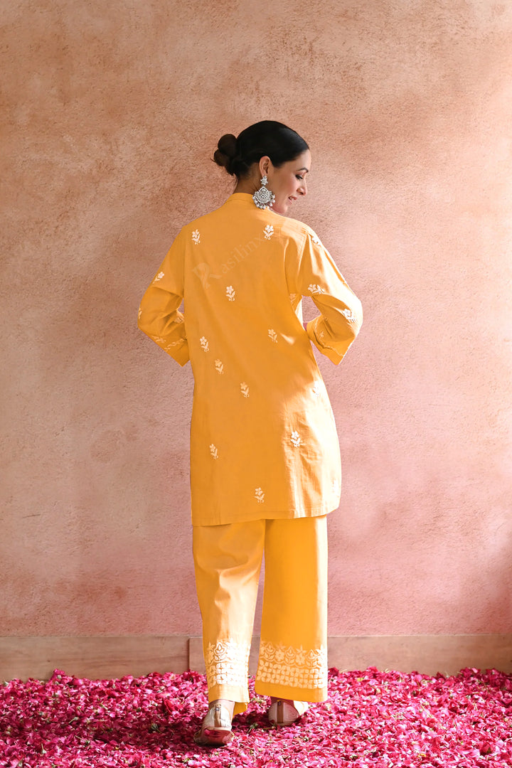 Rozi Embroidered Rayon Co-ord Set-Yellow