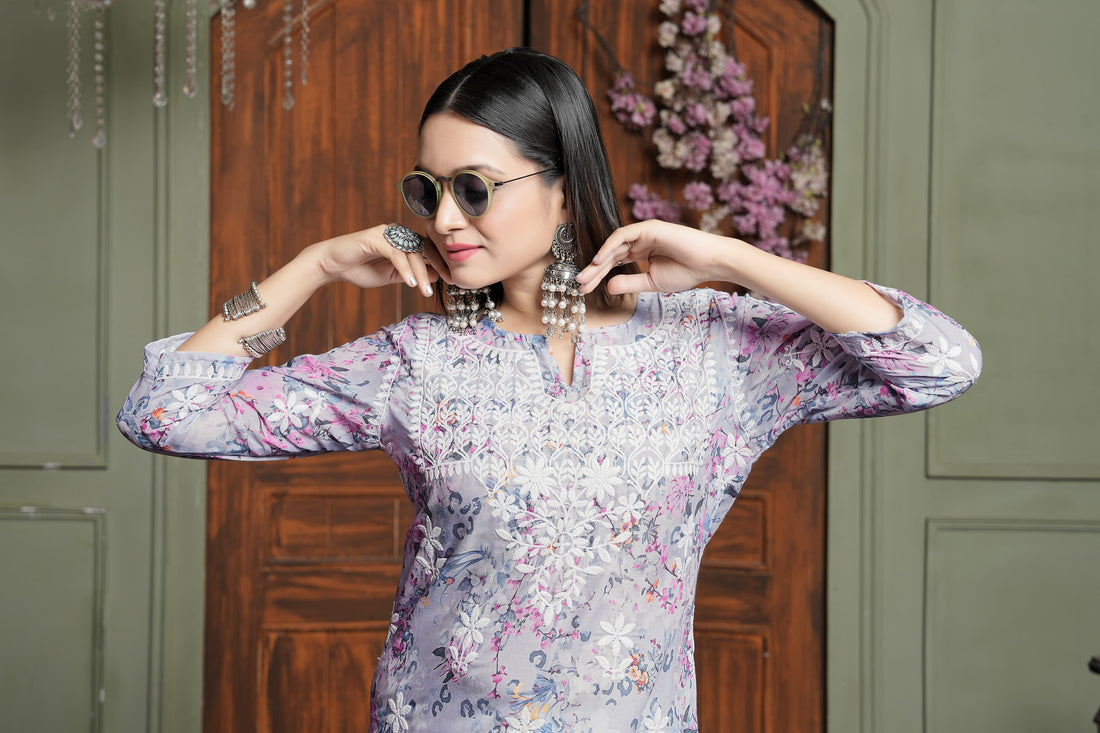 RASIKA Vol-2 – Elegant Chikankari Kurti Pant Set Pink
