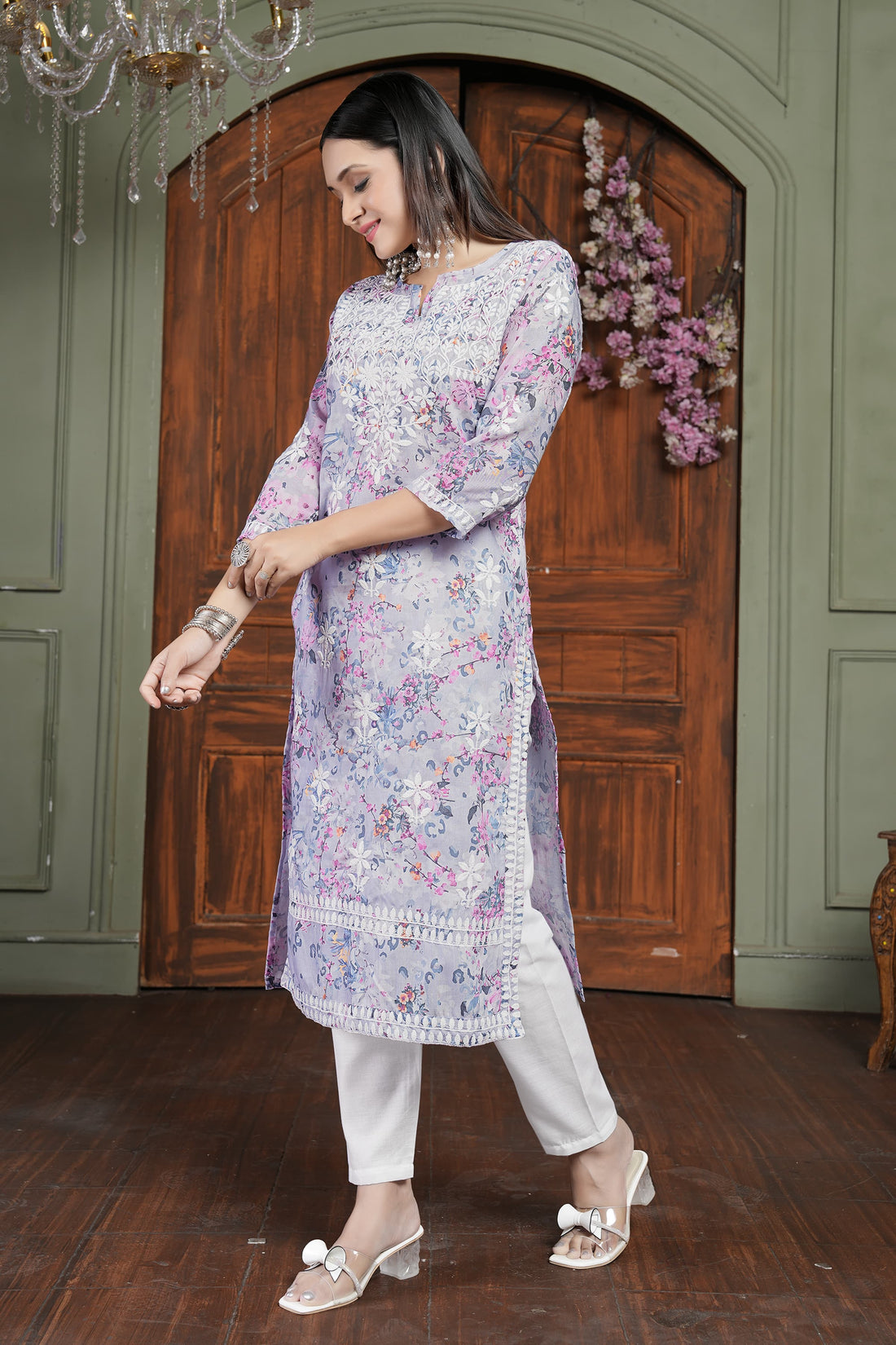RASIKA Vol-2 – Elegant Chikankari Kurti Pant Set Pink