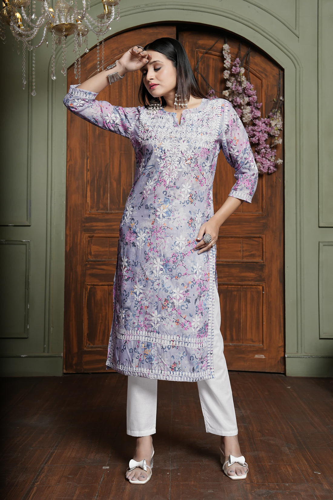 RASIKA Vol-2 – Elegant Chikankari Kurti Pant Set Pink
