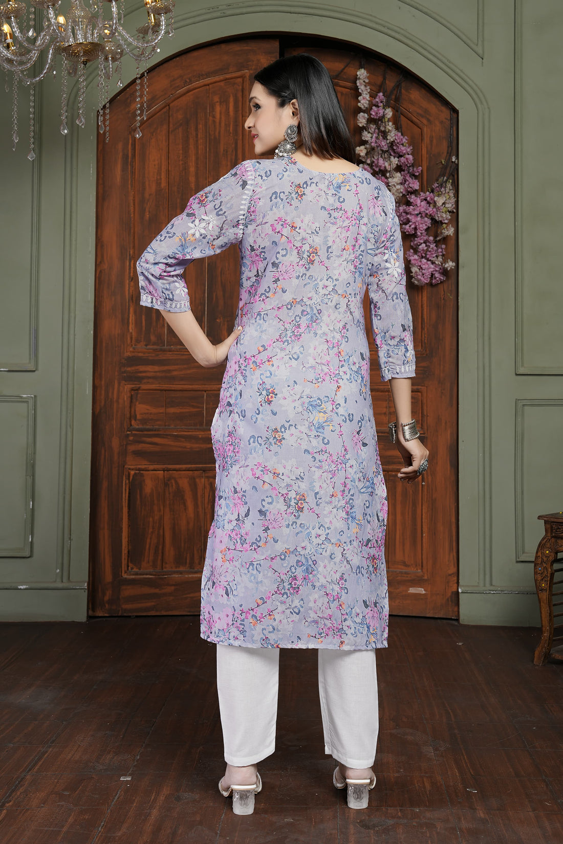 RASIKA Vol-2 – Elegant Chikankari Kurti Pant Set Pink