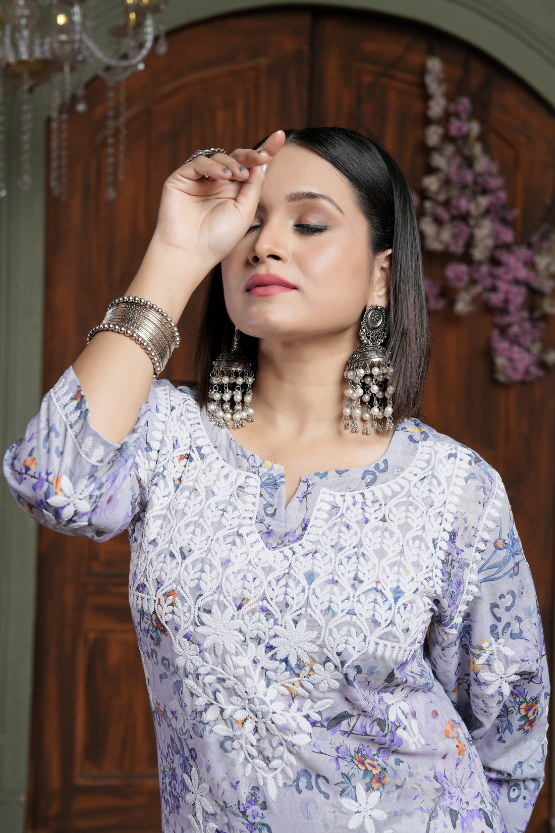 RASIKA Vol-2 – Elegant Chikankari Kurti Pant Set Levander