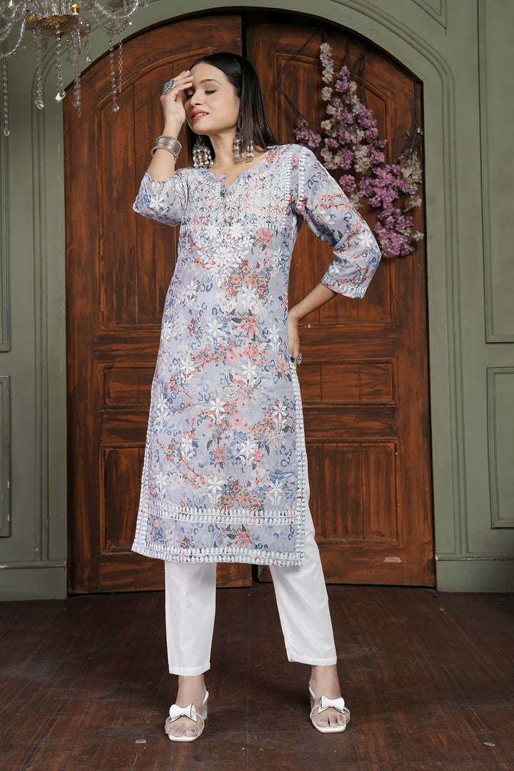 RASIKA Vol-2 – Elegant Chikankari Kurti Pant Set Orange