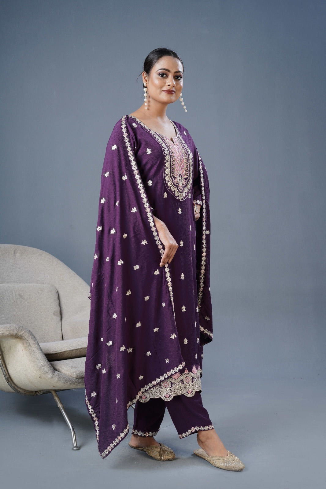 MARIYM – A Touch of Royalty Premium Elegant Embroidery & Real Handwork Purple