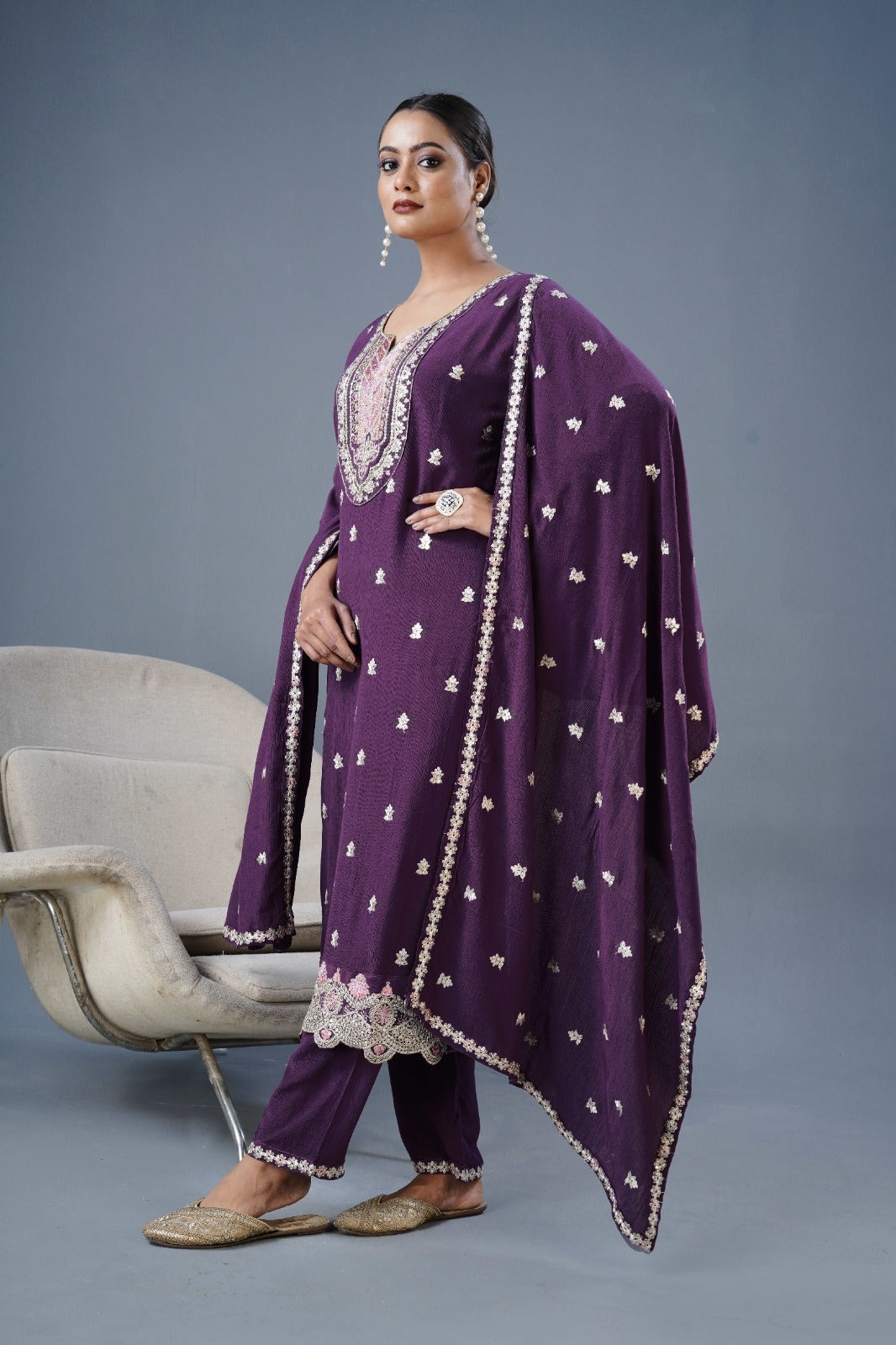 MARIYM – A Touch of Royalty Premium Elegant Embroidery & Real Handwork Purple
