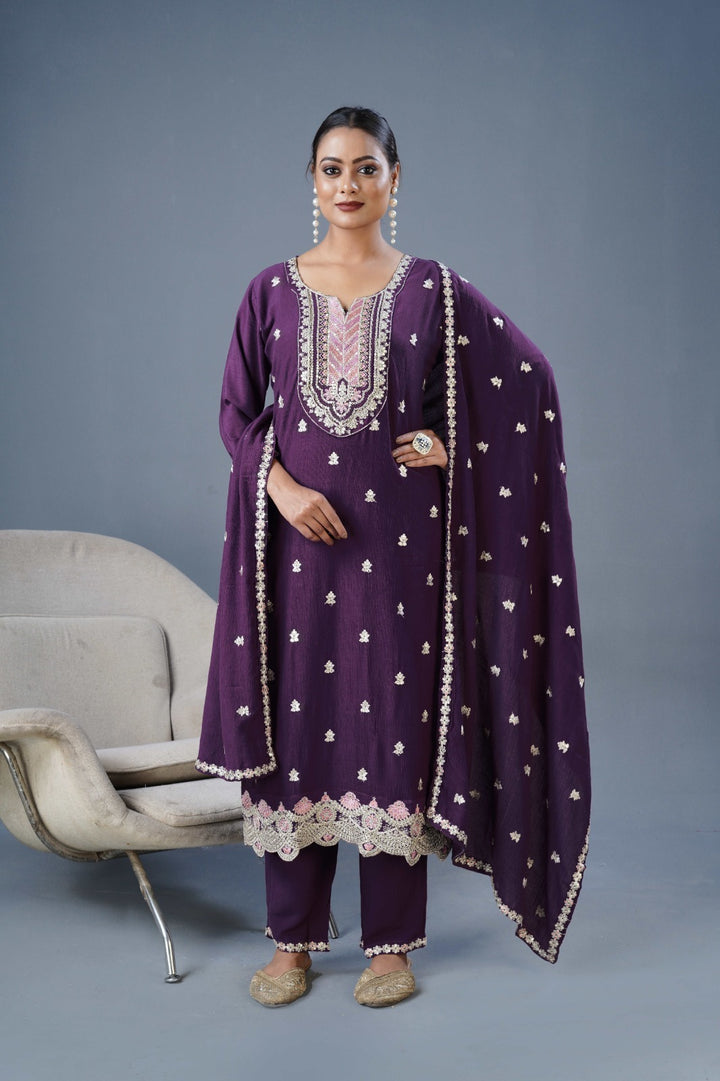 MARIYM – A Touch of Royalty Premium Elegant Embroidery & Real Handwork Purple