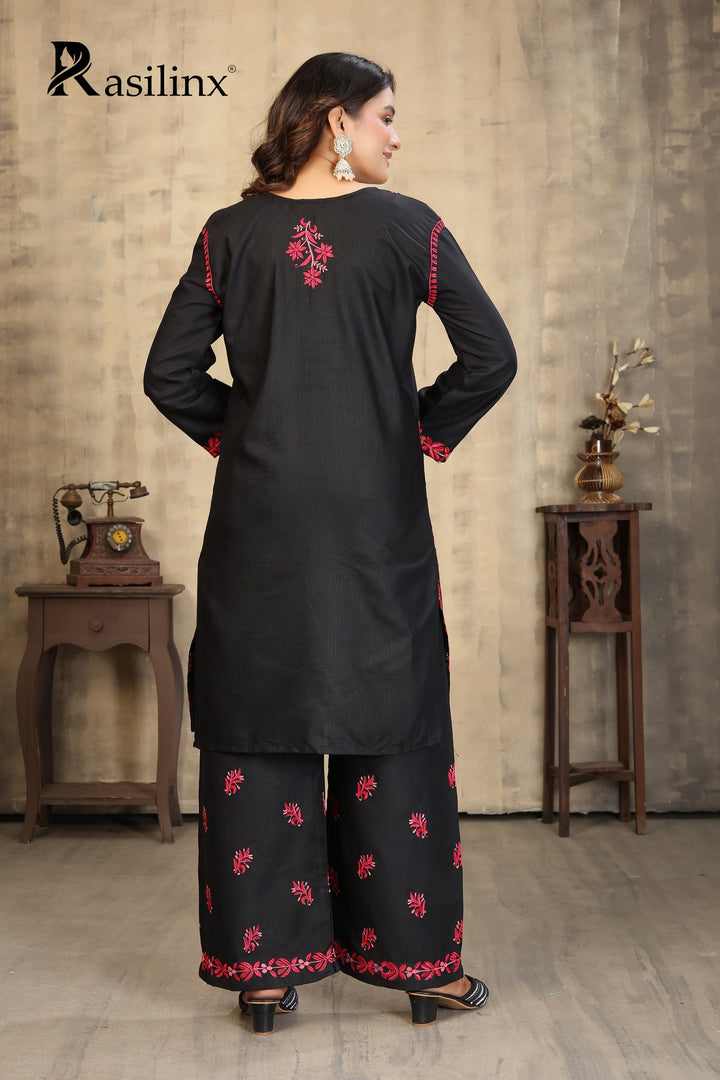 Sanaya – Colourful Chikankari Kurti Pant Set for Trendy Women Black