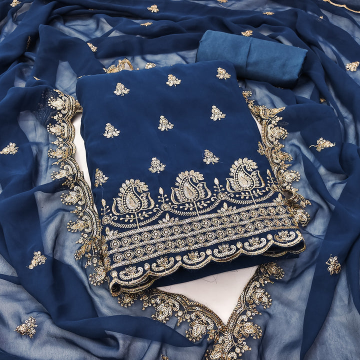 Morpeach Embroidered Georgette Dress Material.