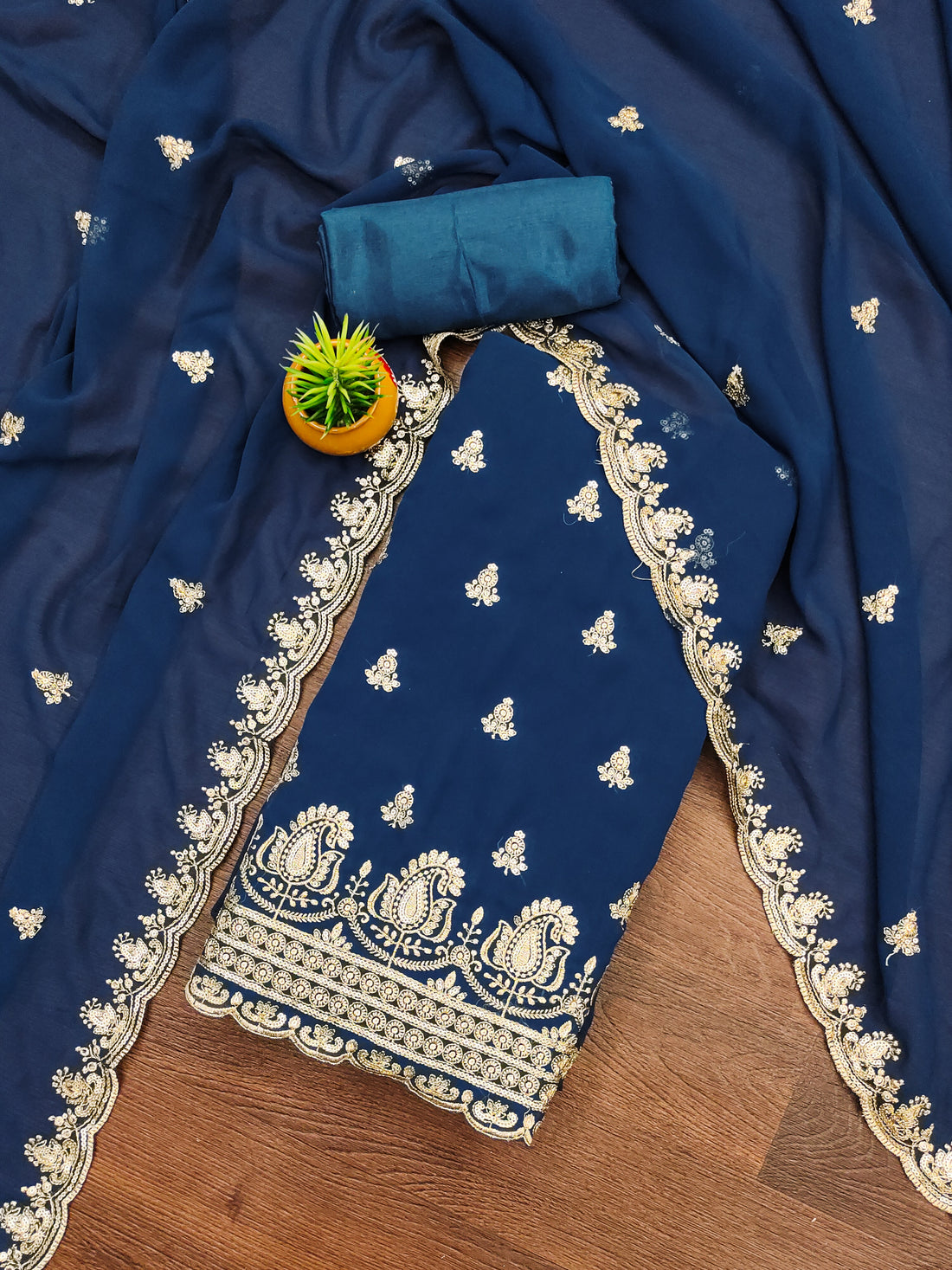 Morpeach Embroidered Georgette Dress Material.