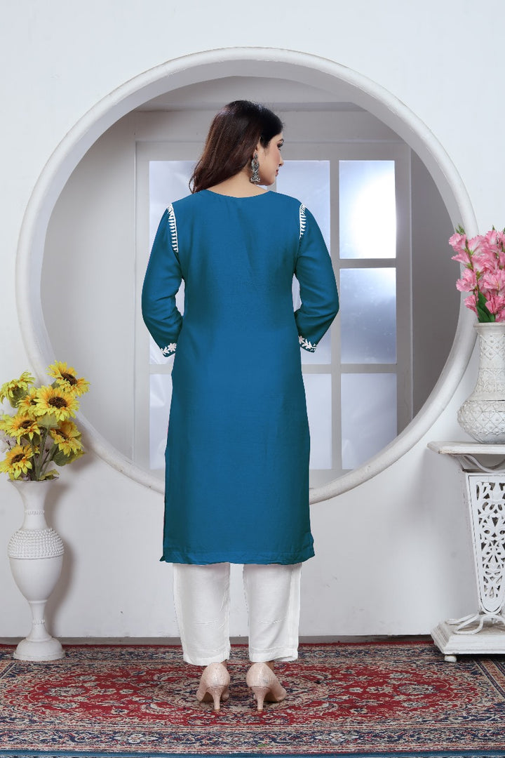 Sui Dhaga Chikankari Elegance Kurti Pant Set Morepitch